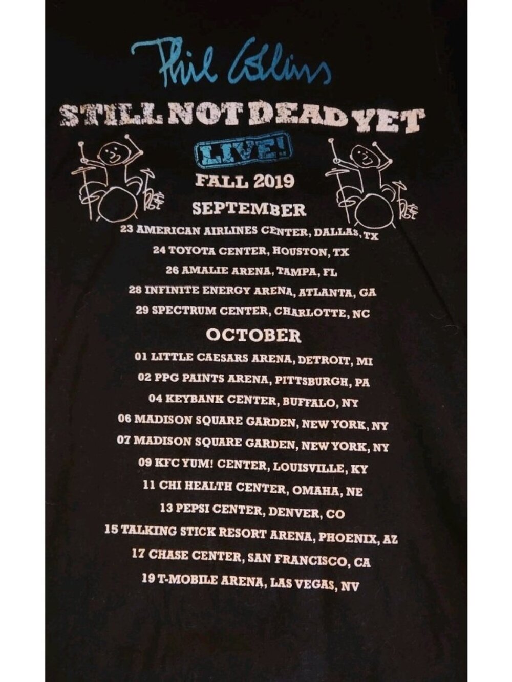 PHIL COLLINS  Still Not Dead Yet 2019 US Tour Shirt unisex MEDIUM - Picture 3 of 7
